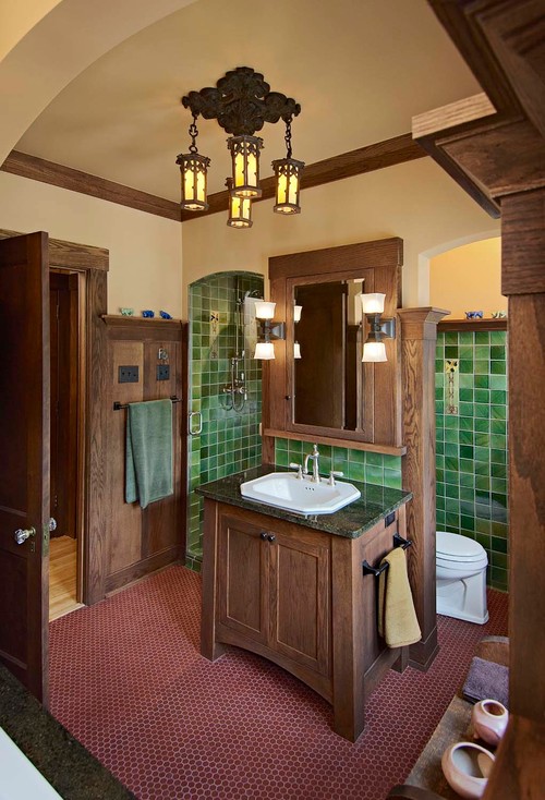 Craftsman Bathroom Elements, Small Framed Mirrors For Craftsman
