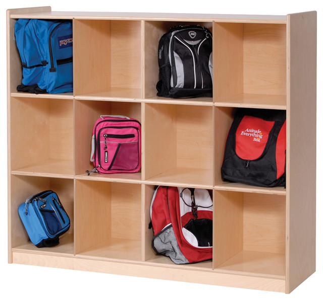 Steffywood 12-Cubby Kids Cabinet Shelves Backpack Storage Rack ...