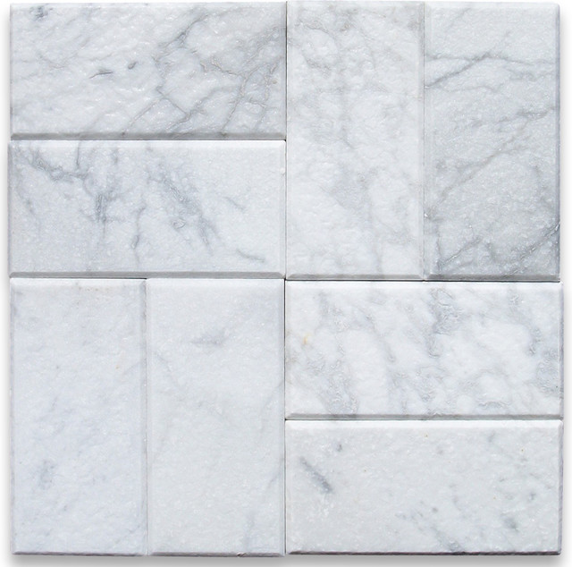 Carrara White 3 x 6 Subway Tile Tumbled - Marble from Italy - Tile - by