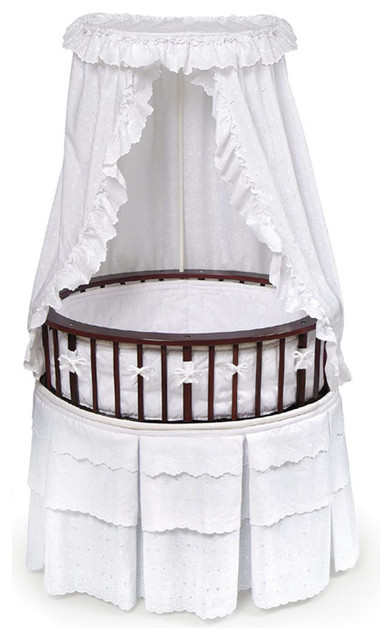 Cherry Elite Oval Baby Bassinet - White Eyelet Bedding - Traditional ...