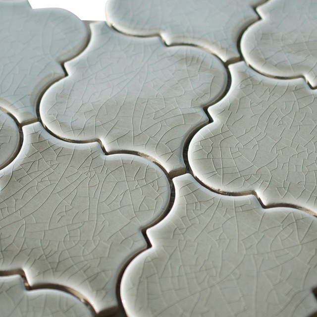 Dove Gray Porcelain Arabesque Mosaic Tile - Mediterranean - Tile - by