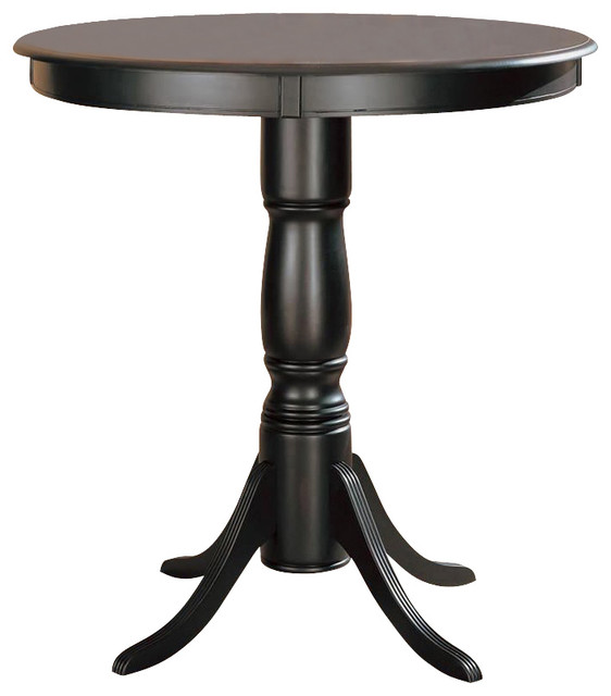 Coaster Lathrop Classic Round Pedestal Pub Table in Black Finish ...