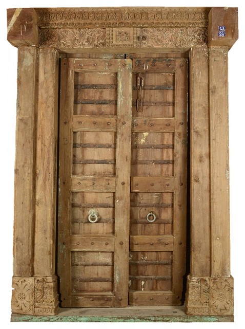 Beautifully Preserved Hand Carved Historic Indian Door - Traditional ...