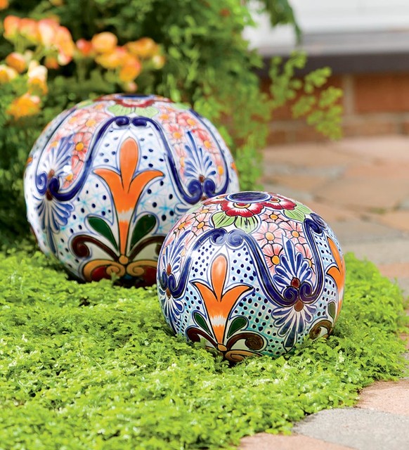 Handmade Talavera-Inspired Ceramic Globes - Contemporary ... Handmade Ceramic Globes Contemporary