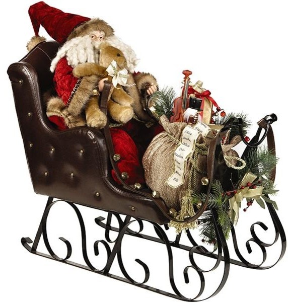 Santa in Sleigh - Traditional - Outdoor Holiday Decorations