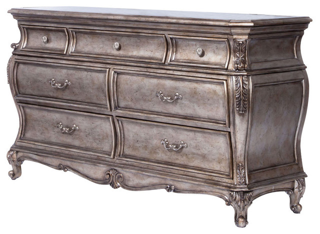 Acme Chantelle Old World Style Dresser in Antique Platinum ...