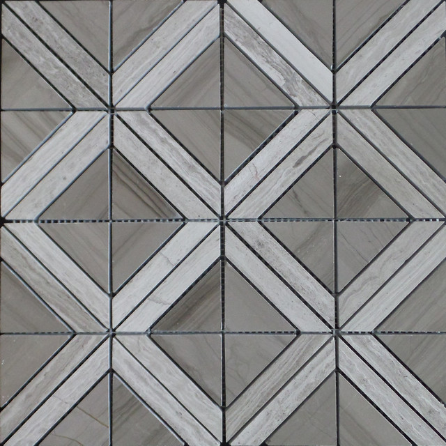 Marble Triangle Mosaic Tile, Wooden Gray, 1 Carton - Contemporary ...