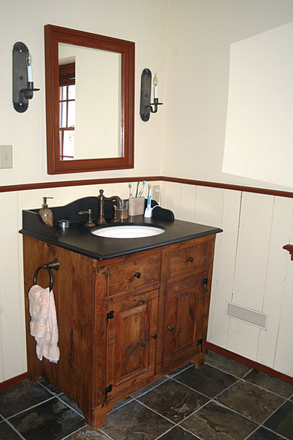 Reclaimed wood powder room - Farmhouse - Powder Room - philadelphia ...