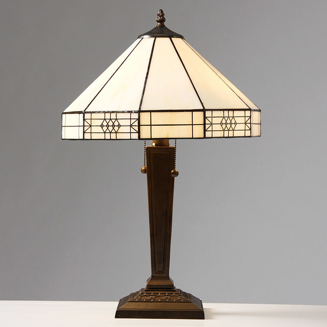 Tiffany-style Mission-style White Table Lamp - Contemporary - Table ...