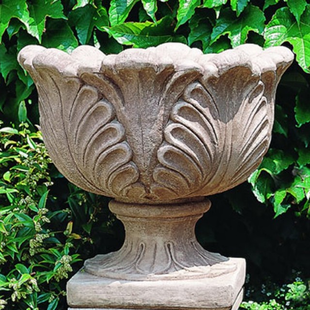 Campania International Large Leaf Cast Stone Urn Planter - P-187-AL ...