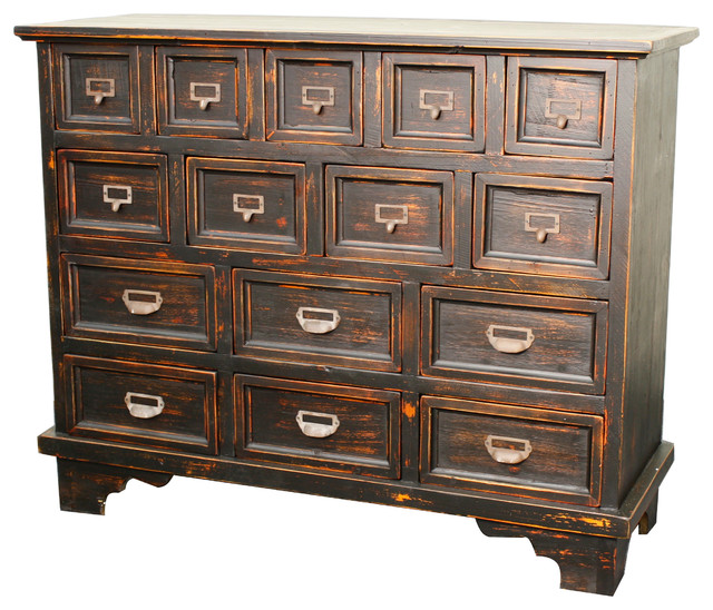 Tuscany 15-Drawer Chest, Distressed Black - Modern - Accent Chests And ...