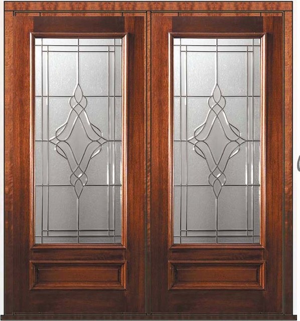 Pre-hung External Double Door 80 Mahogany Heritage 3/4 Lite Glass ...