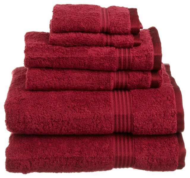 Superior Egyptian Cotton 6-Piece Burgundy Towel Set - Traditional ...