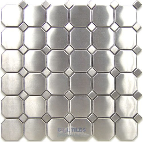 Diamond Tech Stainless Steel Tiles - Octagon and Dots Mesh Mounted ...