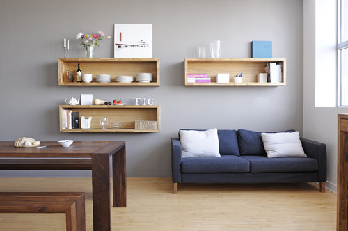 boxes on walls are a great shelving solution