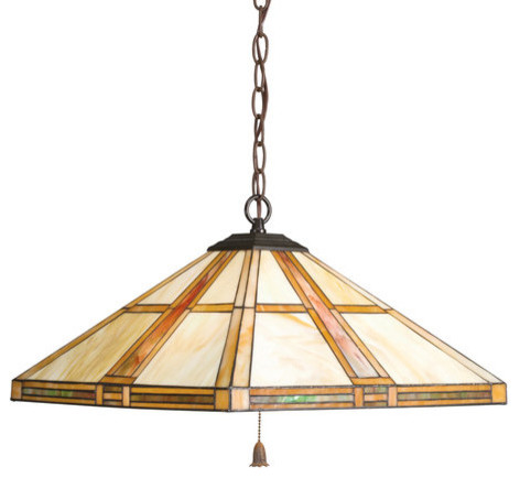 Kichler 65069 Dore Bronze Tarlton Stained Glass / Tiffany Three Light ...