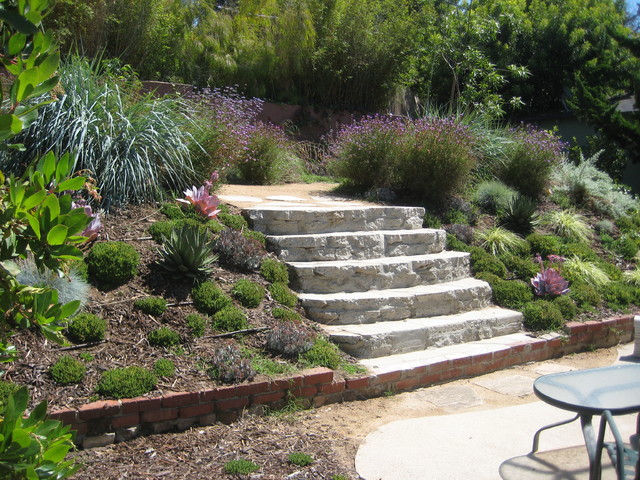 repurposed concrete for slope steps