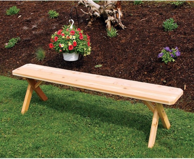 A & L Furniture Western Red Cedar Crossleg Backless Bench - 162C ...