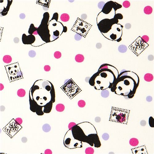 panda bear Kokka oxford fabric with stamps & dots - Fabric - by ModeS ...