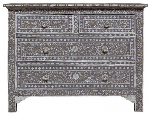 Mother of Pearl inlay Luxury Moroccan French Dresser Gray - Traditional ...