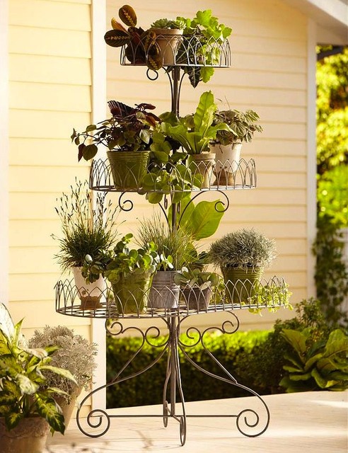 Iron Scroll 3-Tier Plant Stand - Eclectic - Plant Stands And Telephone ...