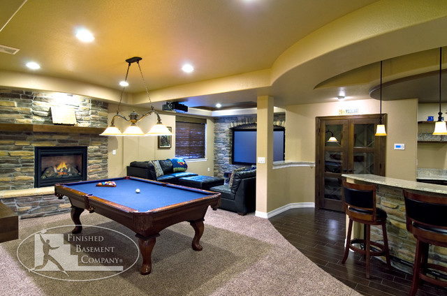 Basement Family Room - Traditional - Basement - denver - by Finished ...