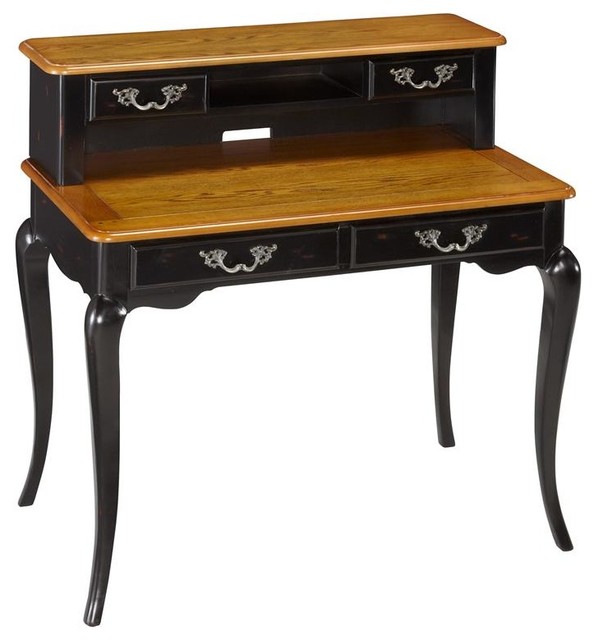 Oak and Rubbed Black Student Desk and Hutch - Traditional - Desks And ...