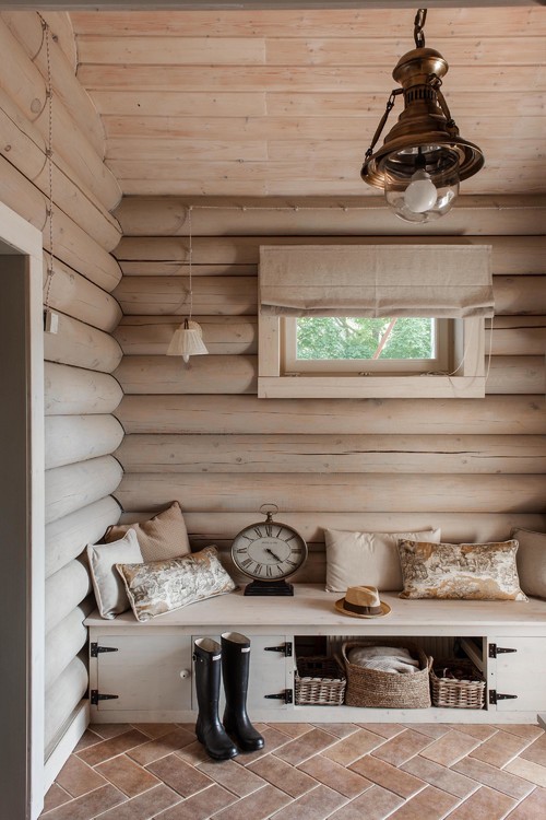 Log Cabin Interior Wall   Rustic Entry 