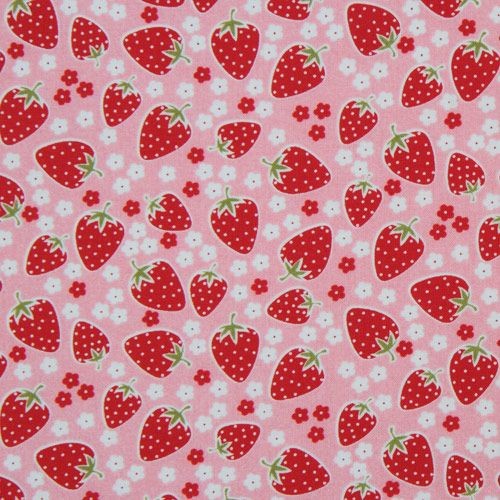 cute pink Michael Miller fabric Strawberry Florets - Fabric