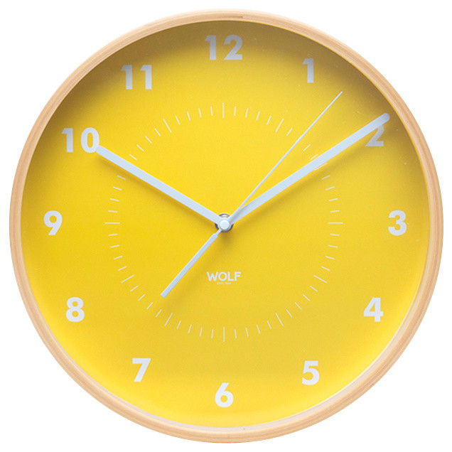 Wall Clock, Yellow - Modern - Wall Clocks - by WOLF