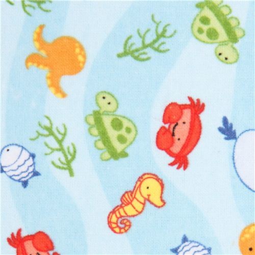 blue sea animals flannel fabric Riley Blake USA - Fabric