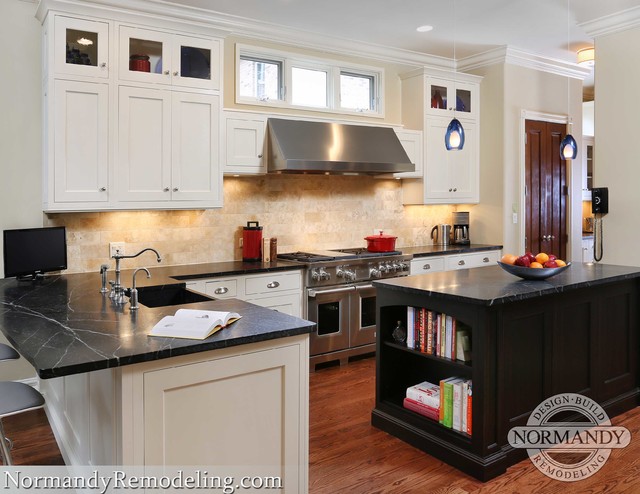 Cream Kitchen with Soapstone Countertops