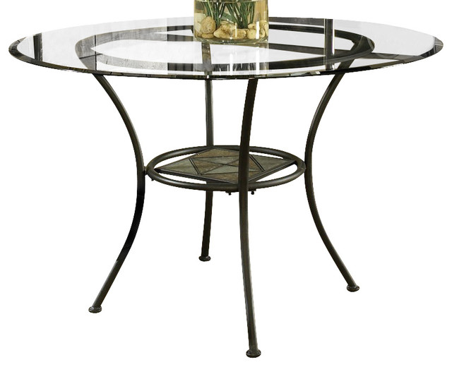 Steve Silver Carolyn Glass Top 45 Inch Round Dining Table ...