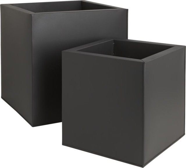 galvanized matte black planters - Indoor Pots And Planters - by CB2