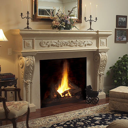 Parisian Stone Fireplace Mantel - Victorian - Indoor Fireplaces - other ...