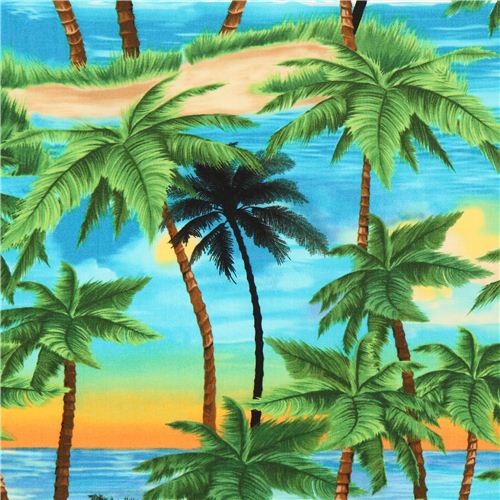 beautiful palm tree fabric sunset Timeless Treasures - Fabric - by ...