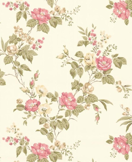 Cottage Garden Wallpaper - Beige/Pink - Contemporary - Wallpaper - by ...