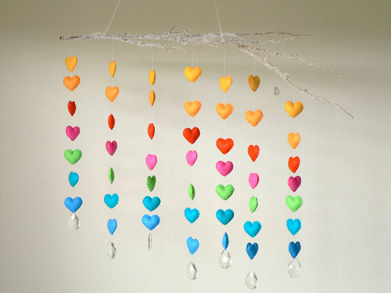 Hanging Felt Heart Mobile by Lullaby Mobiles - Modern - Baby Mobiles ...