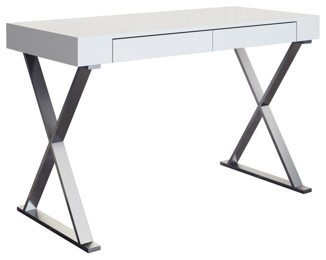 Elm Large High Gloss White Desk - Modern - Desks And Hutches - by BA ...