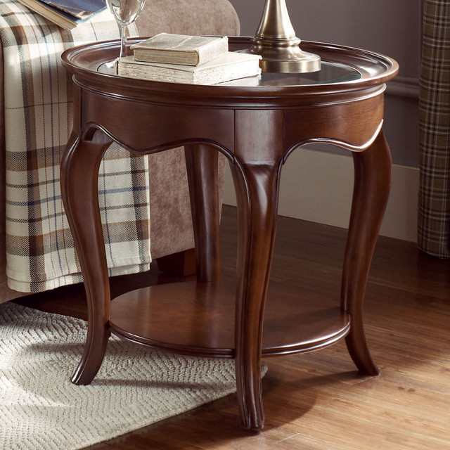 Cherry Grove Oval End Table - Glass Top - Traditional - Indoor Pub And ...