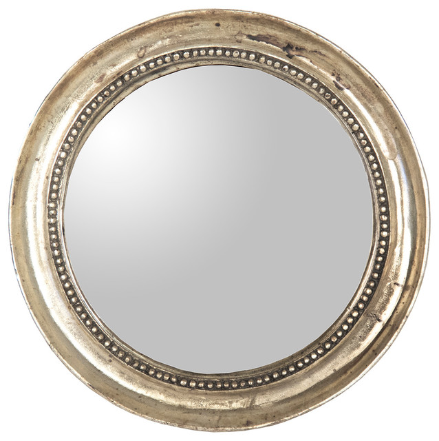 Julian Antique Gold Champagne Distressed Small Round Mirror ...