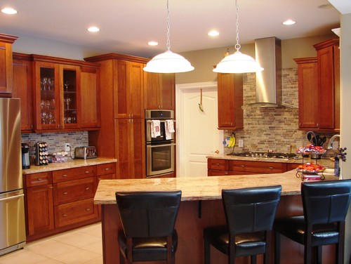 Typhoon Bordeaux Dark Cabinets Backsplash Ideas