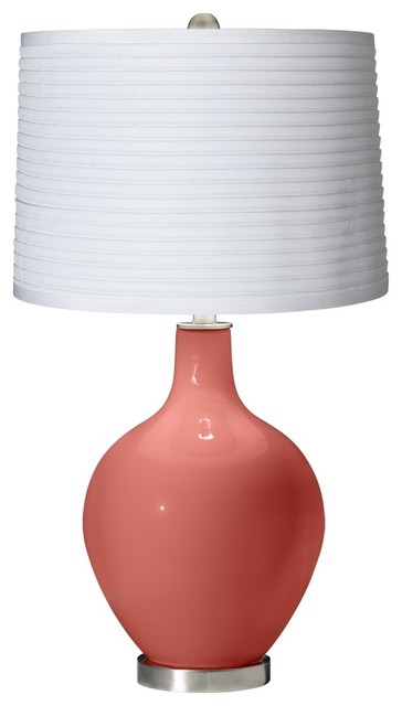 Coral Reef White Pleated Shade Ovo Table Lamp - Contemporary - Table Lamps