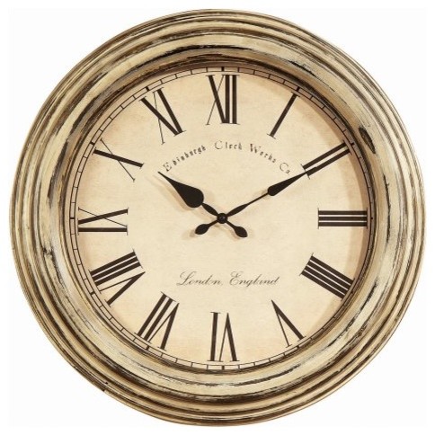 Other Brands Heavily Distressed 24-in. White Wall Clock - Traditional ...