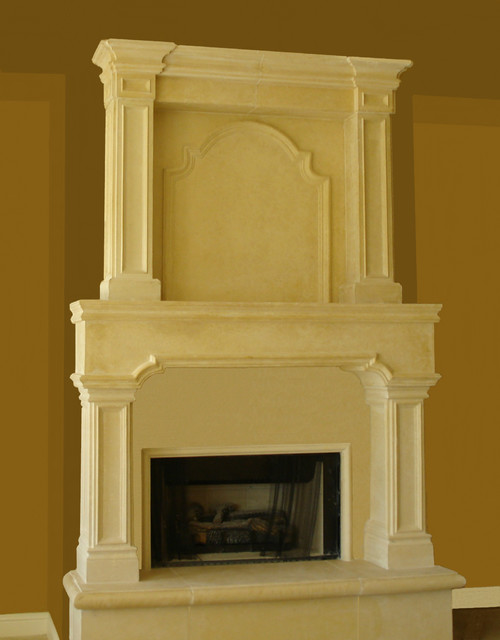 Lisa Cast Stone Fireplace Mantel - Mediterranean - Fireplace Mantels ...