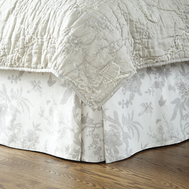 Jardin Toile Bedskirt - Gray Full - Traditional - Bedskirts - by ...