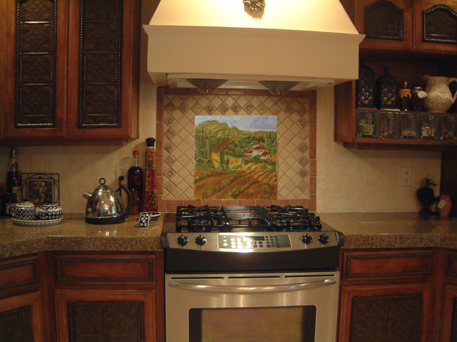 Tuscany view as a kitchen back splash - Mediterranean - Tile - portland ...