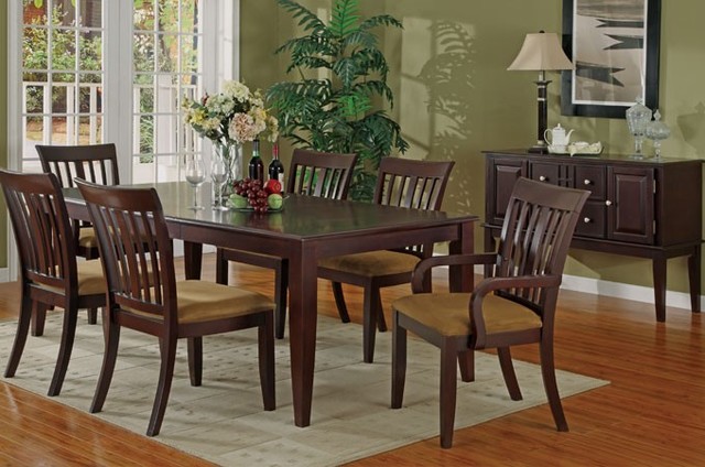 7 Pieces Contemporary Style Cherry Wood Dining Table Set - Contemporary ...