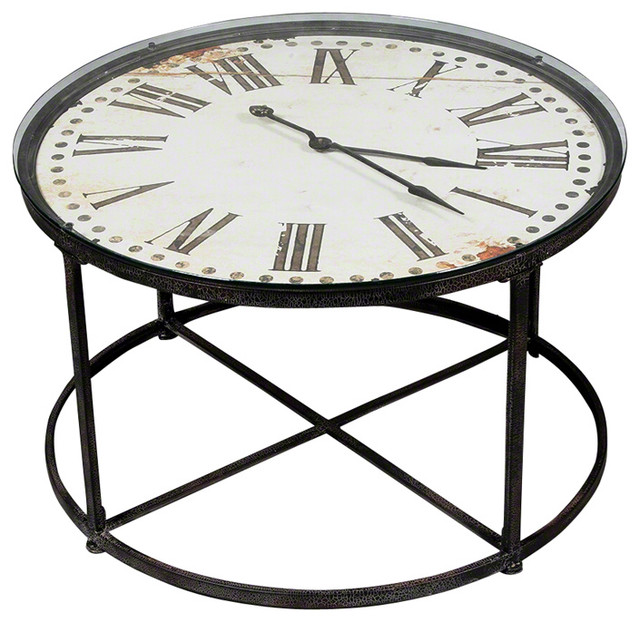 All Saints Industrial Metal Clock Table - Eclectic - Side Tables And ...