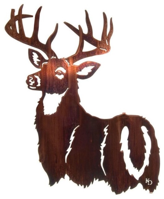 His Majesty Rustic Deer 24-inch Metal Wall Art - Rustic - Artwork - by ...